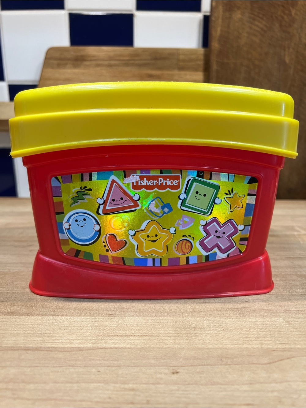 Fisher-Price Red and Yellow Shape Sorter Bin with Friendly Shapes